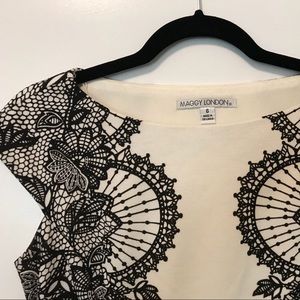 Maggie London Black and White Sheath Dress